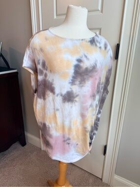 RAE MODE Tie-Dye Short Sleeve Tunic in Yellow, Pink & Gray